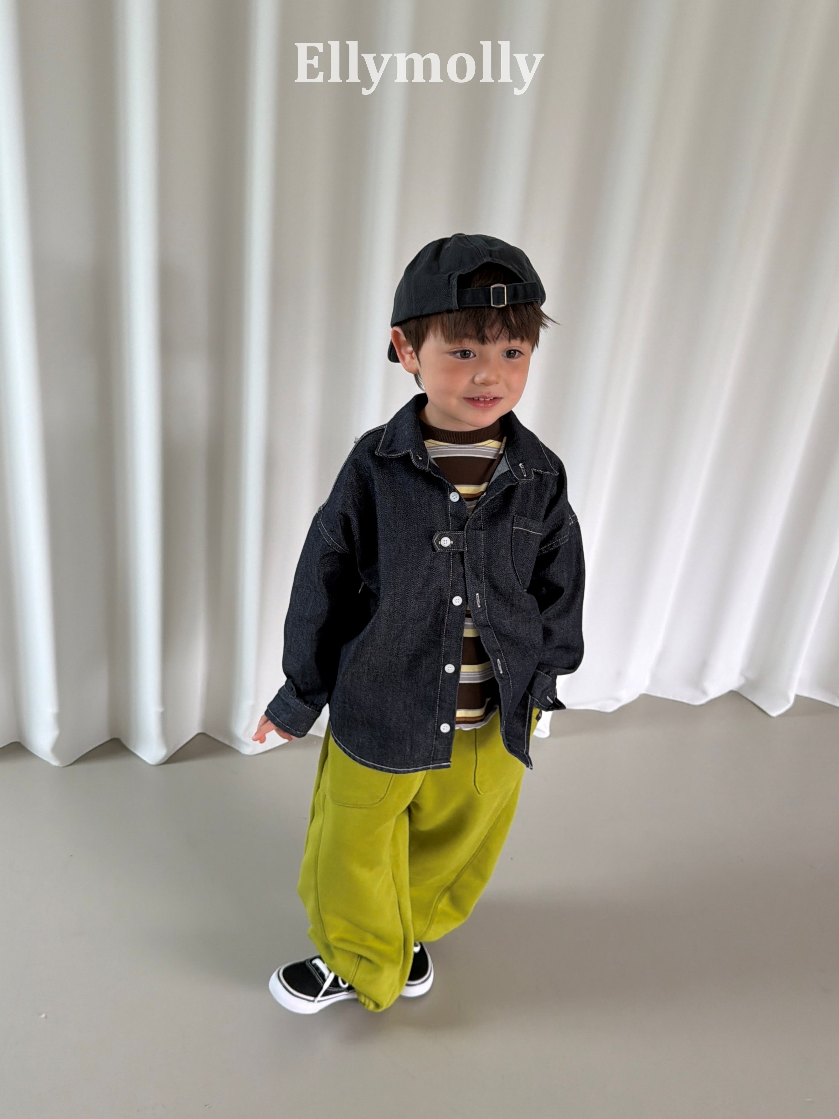 ［ELLY MOLLY］Bijou non-fade denim shirt