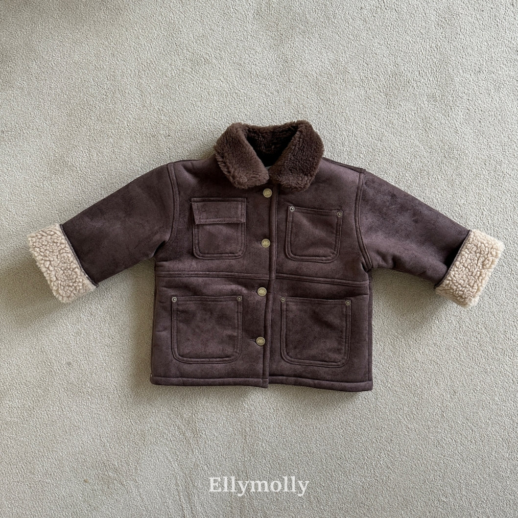 ［ELLY MOLLY］Soft tow tone mouton jacket