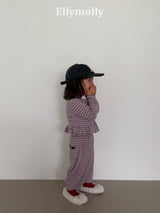 ［ELLY MOLLY］Loen stripe frill cardigan