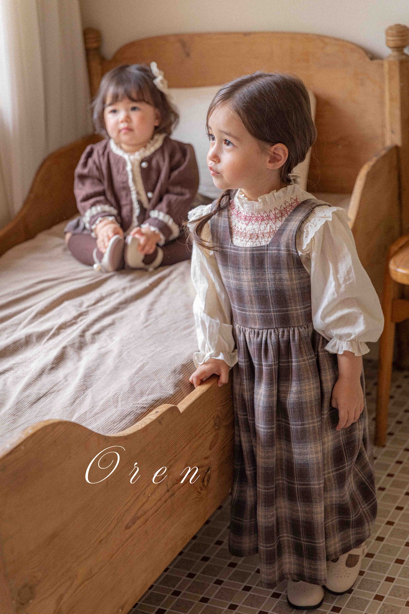 ［OREN］Noirjette check one-piece (kids)