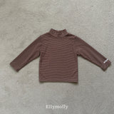 ［ELLY MOLLY］Mue stripe halfneck tee