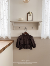 Ann check frill blouse