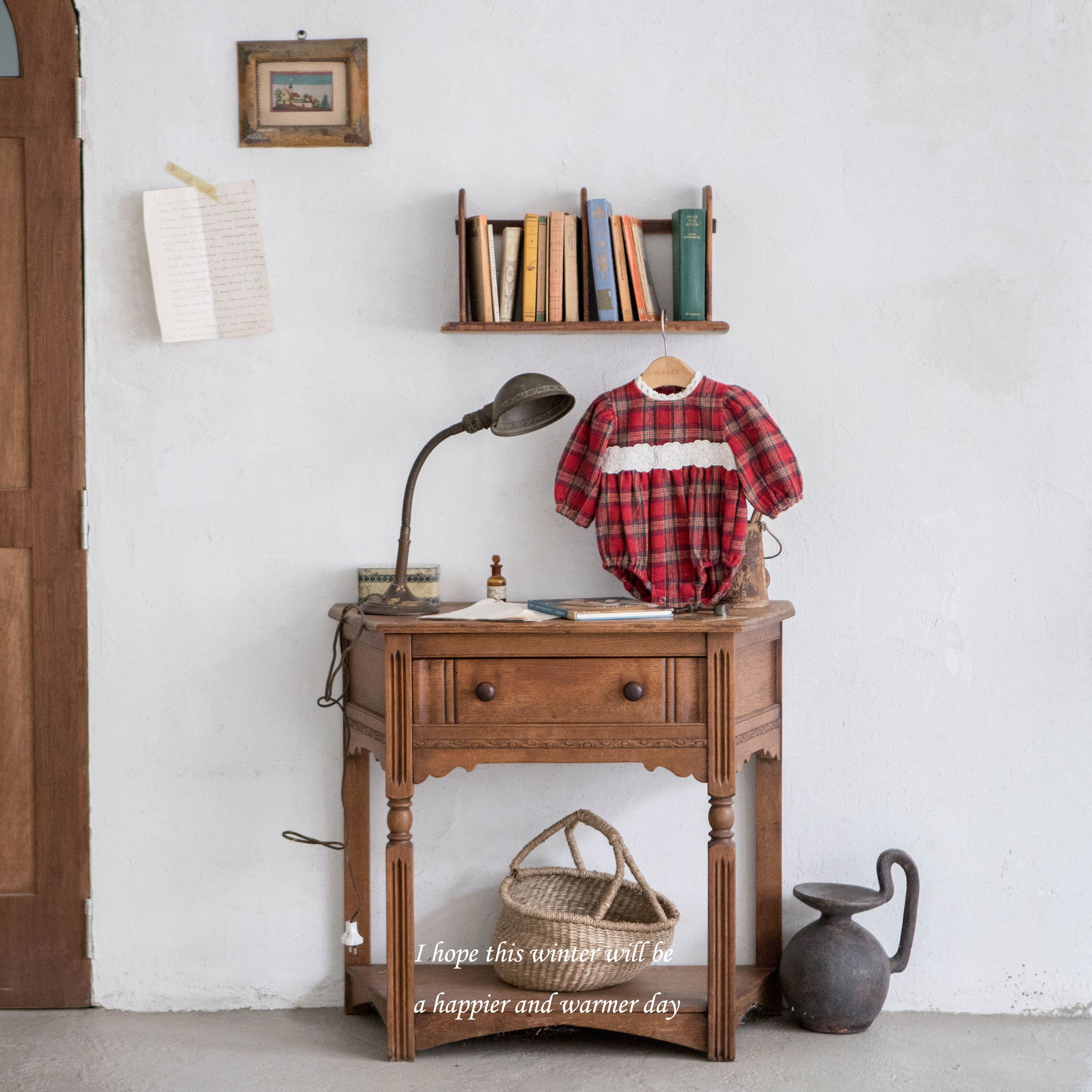 ［mkids］Holly check rompers