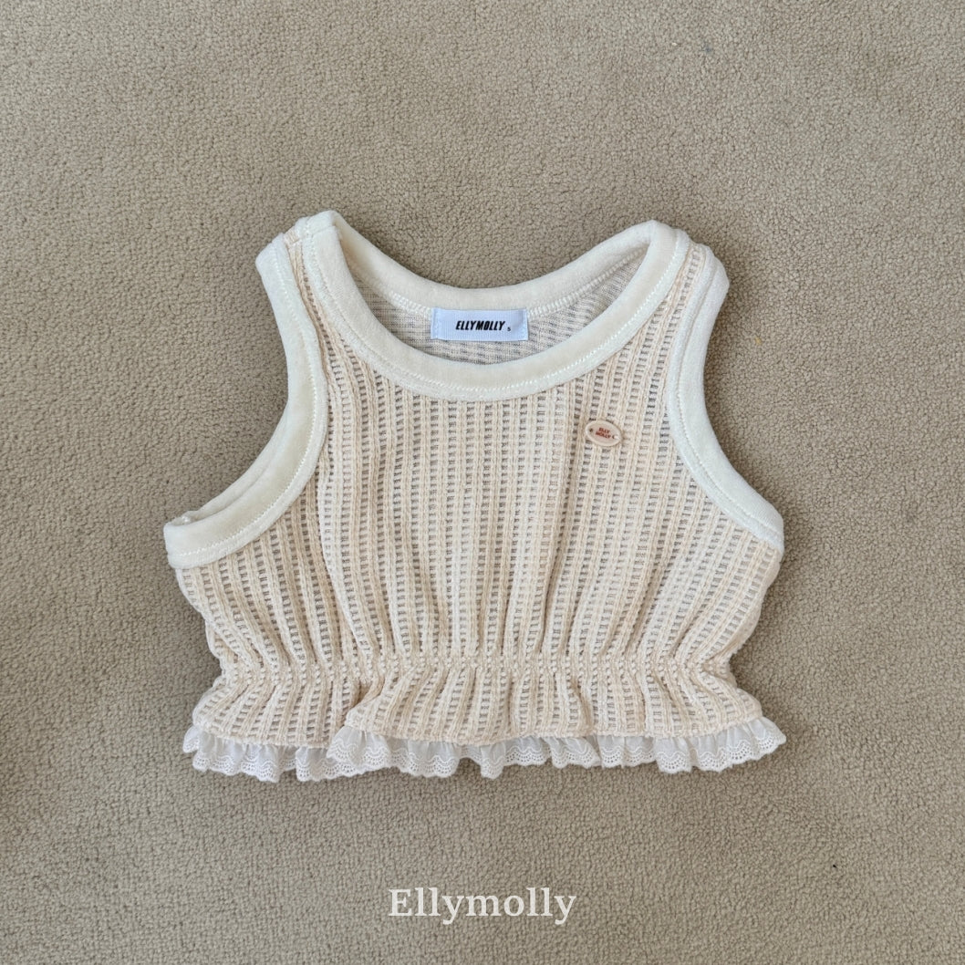 ［ELLY MOLLY］Velvet crunch vest