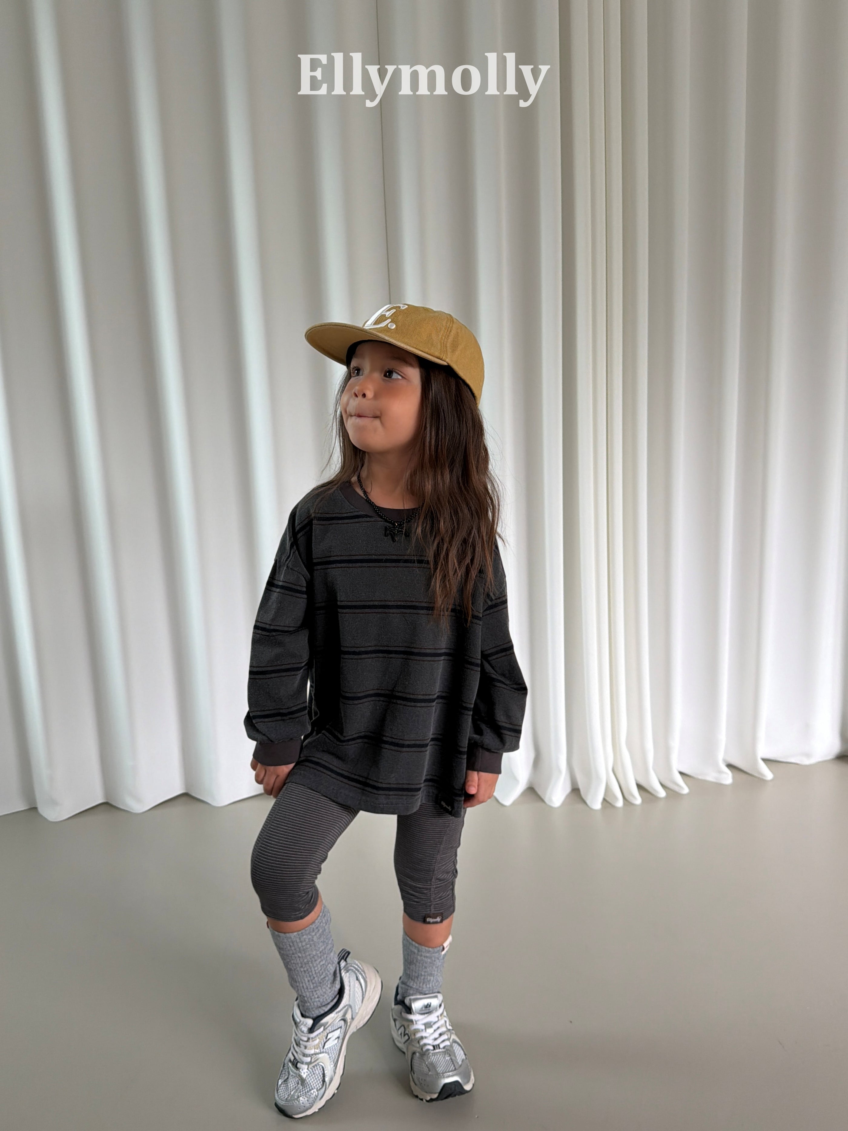 ［ELLY MOLLY］Domino stripe pigment tee