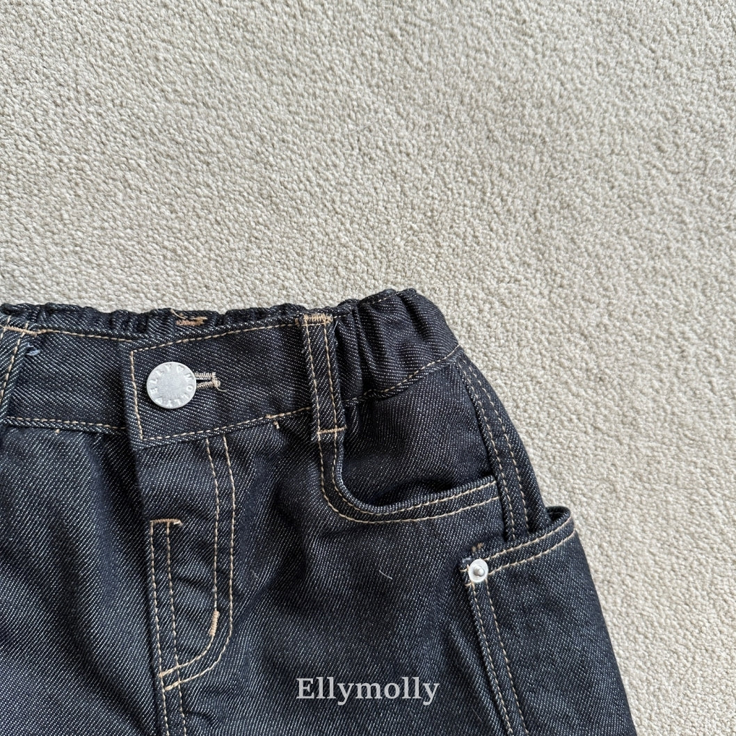 ［ELLY MOLLY］Rivet curve denim pants