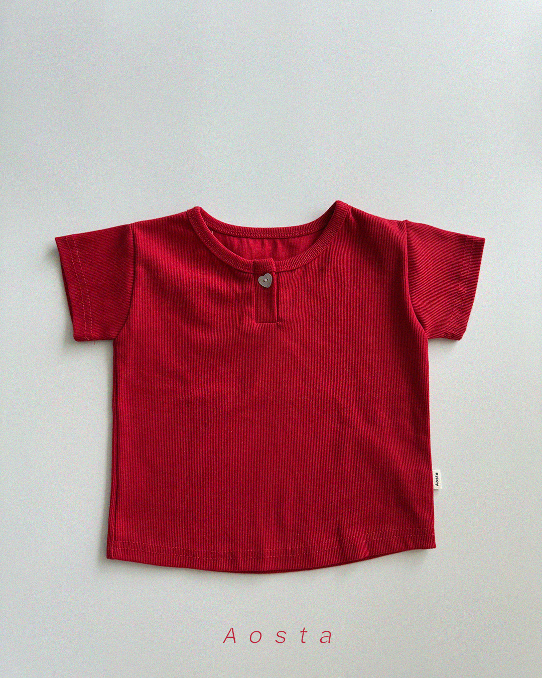 ［Aosta］Heart button tee