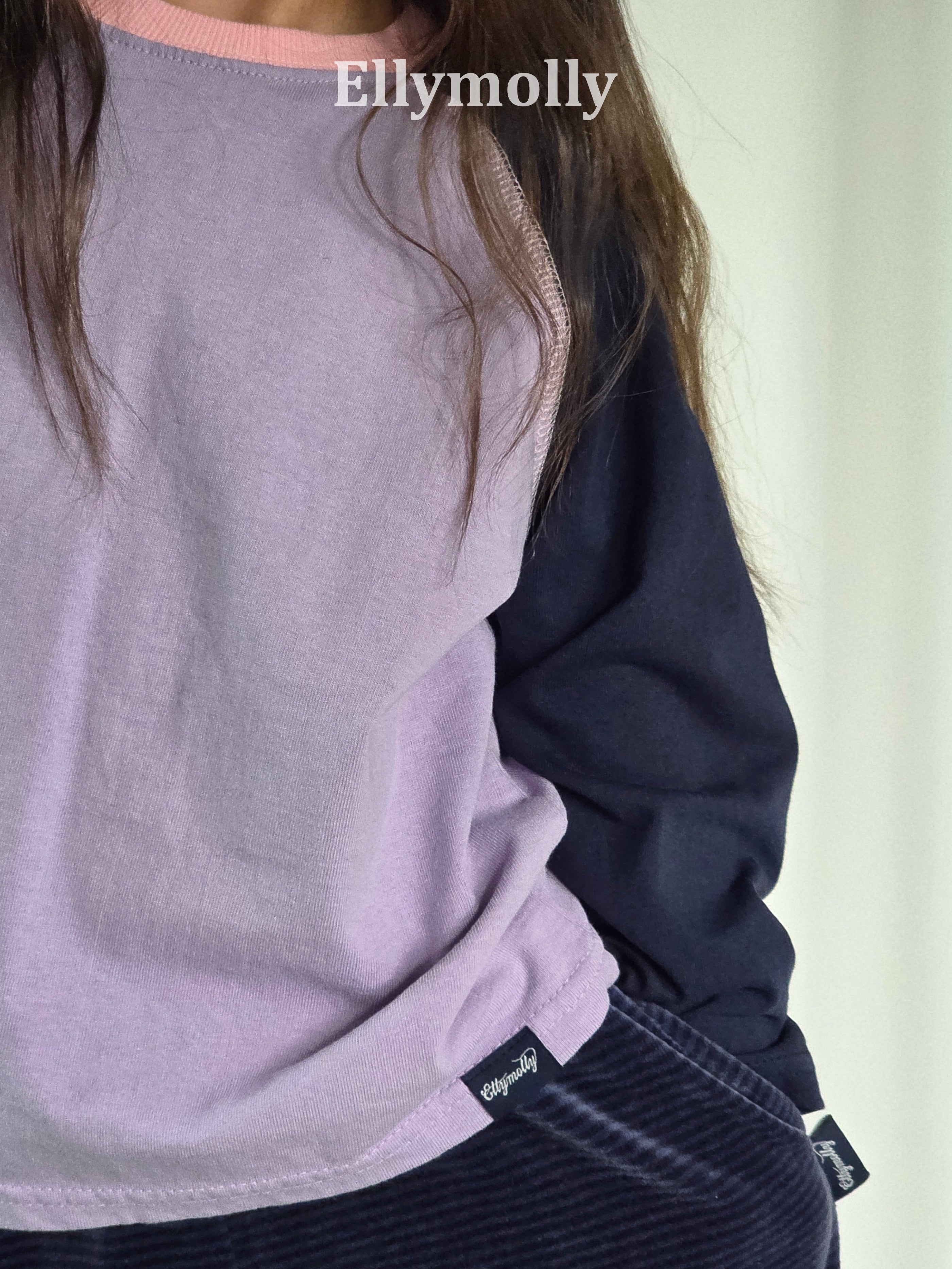［ELLY MOLLY］Color block raglan tee