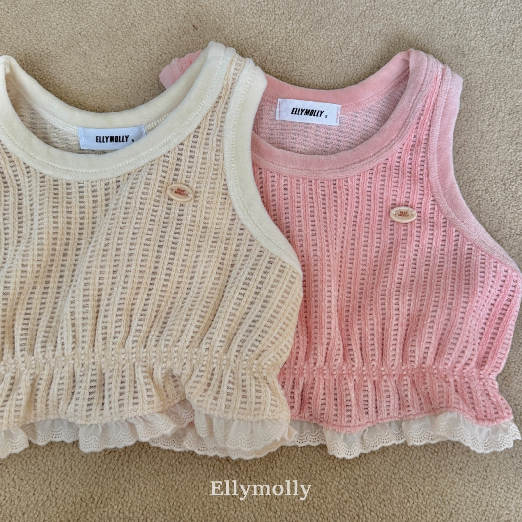 ［ELLY MOLLY］Velvet crunch vest