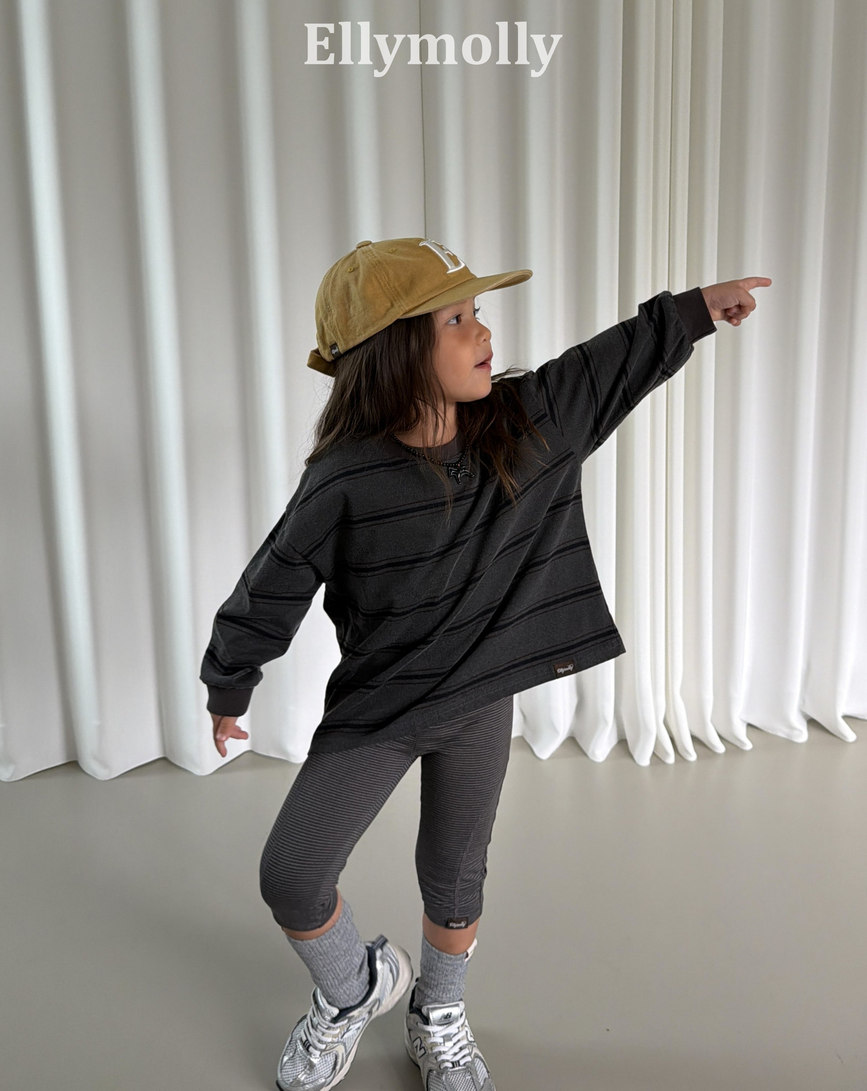 ［ELLY MOLLY］Domino stripe pigment tee