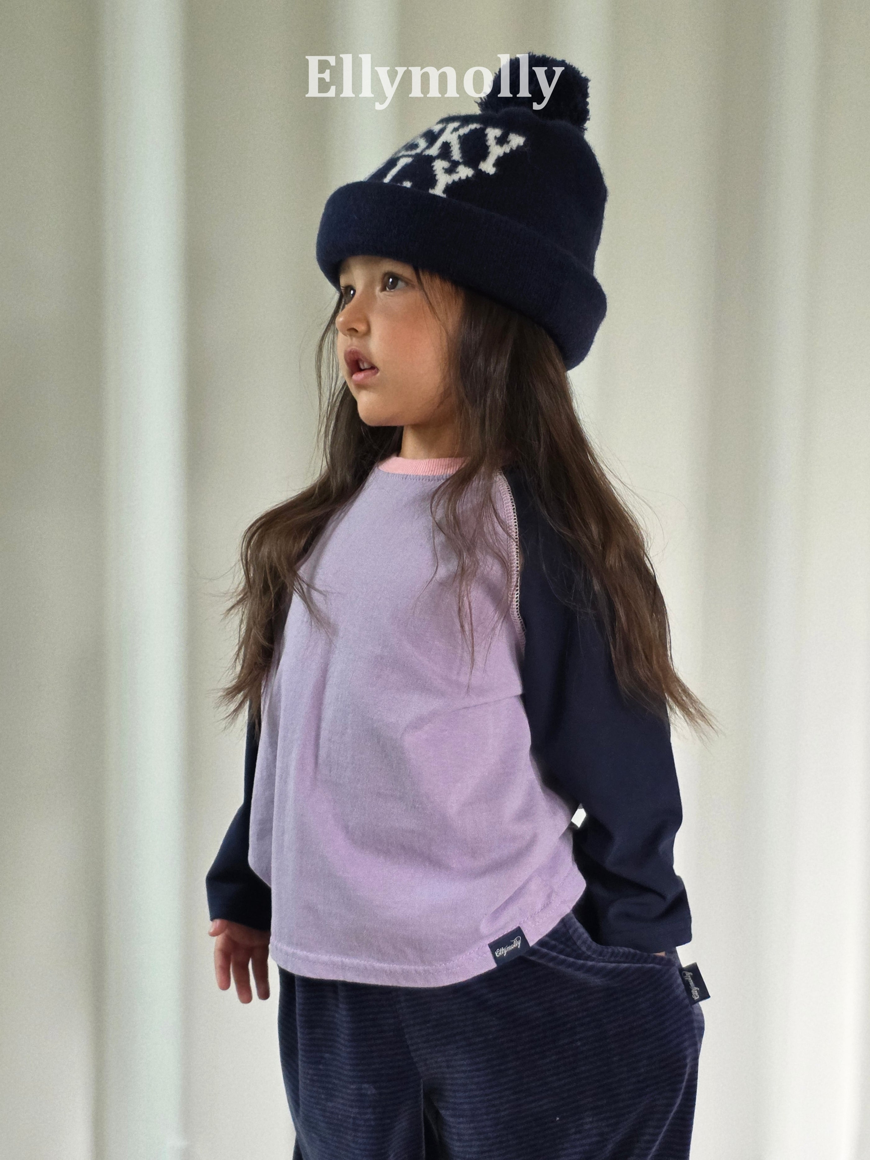 ［ELLY MOLLY］Color block raglan tee