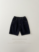 Pintuck denim pants