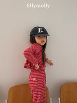 ［ELLY MOLLY］Loen stripe frill cardigan