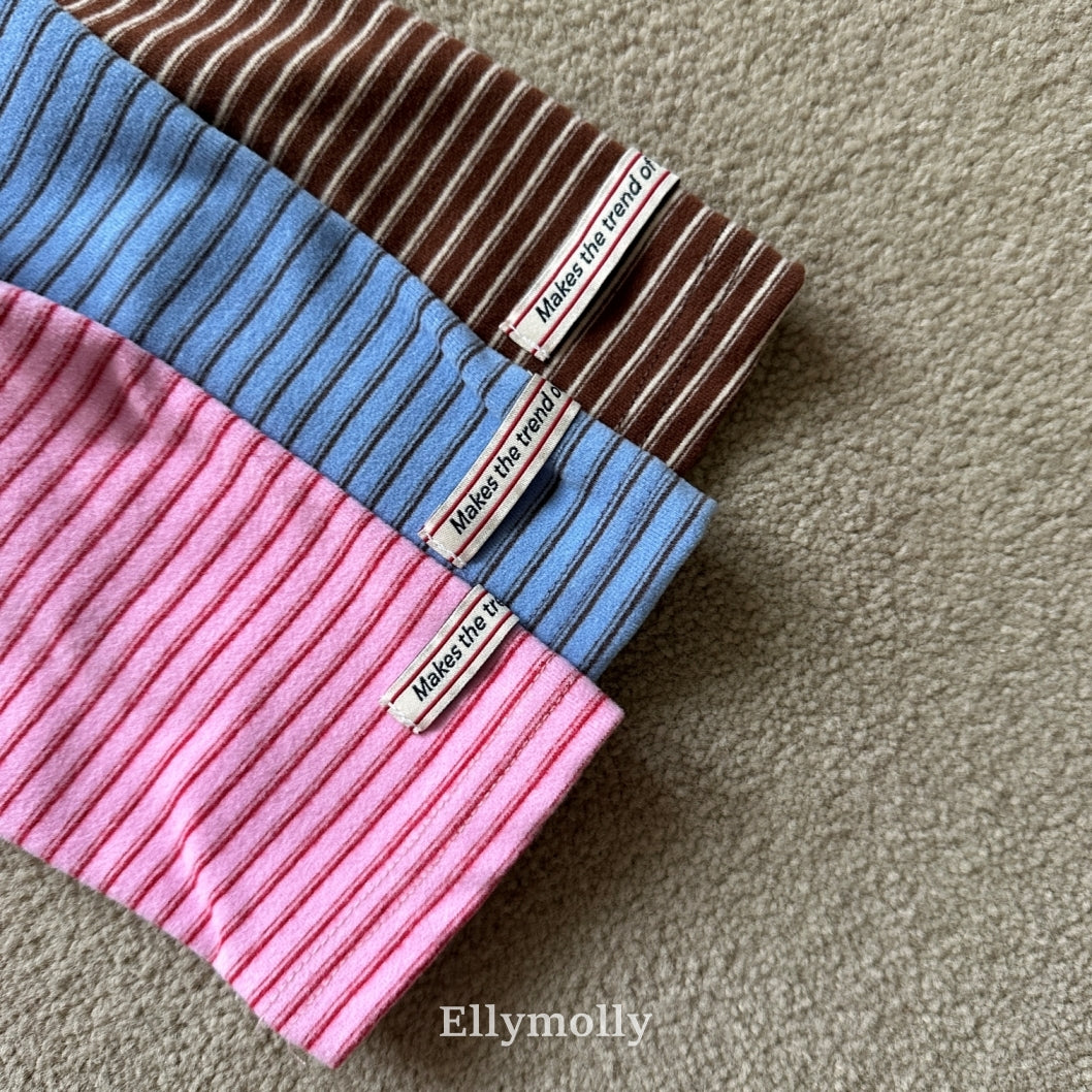 ［ELLY MOLLY］Mue stripe halfneck tee