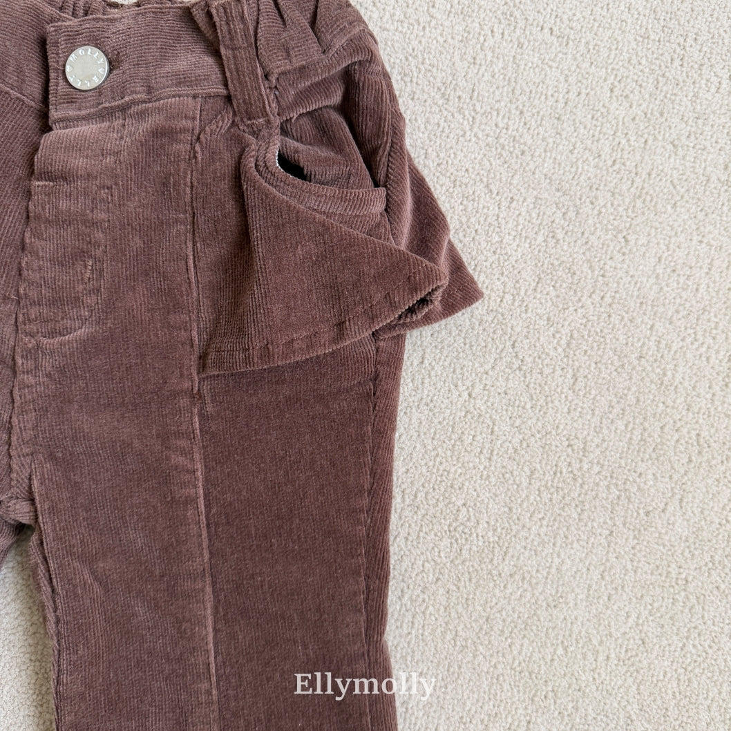 ［ELLY MOLLY］Selly peach frill flare pants