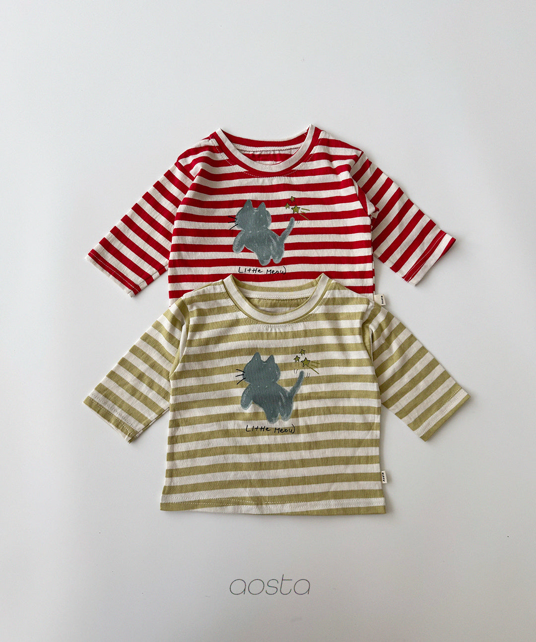［Aosta］Meow Stripe Tee