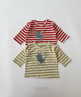 ［Aosta］Meow Stripe Tee