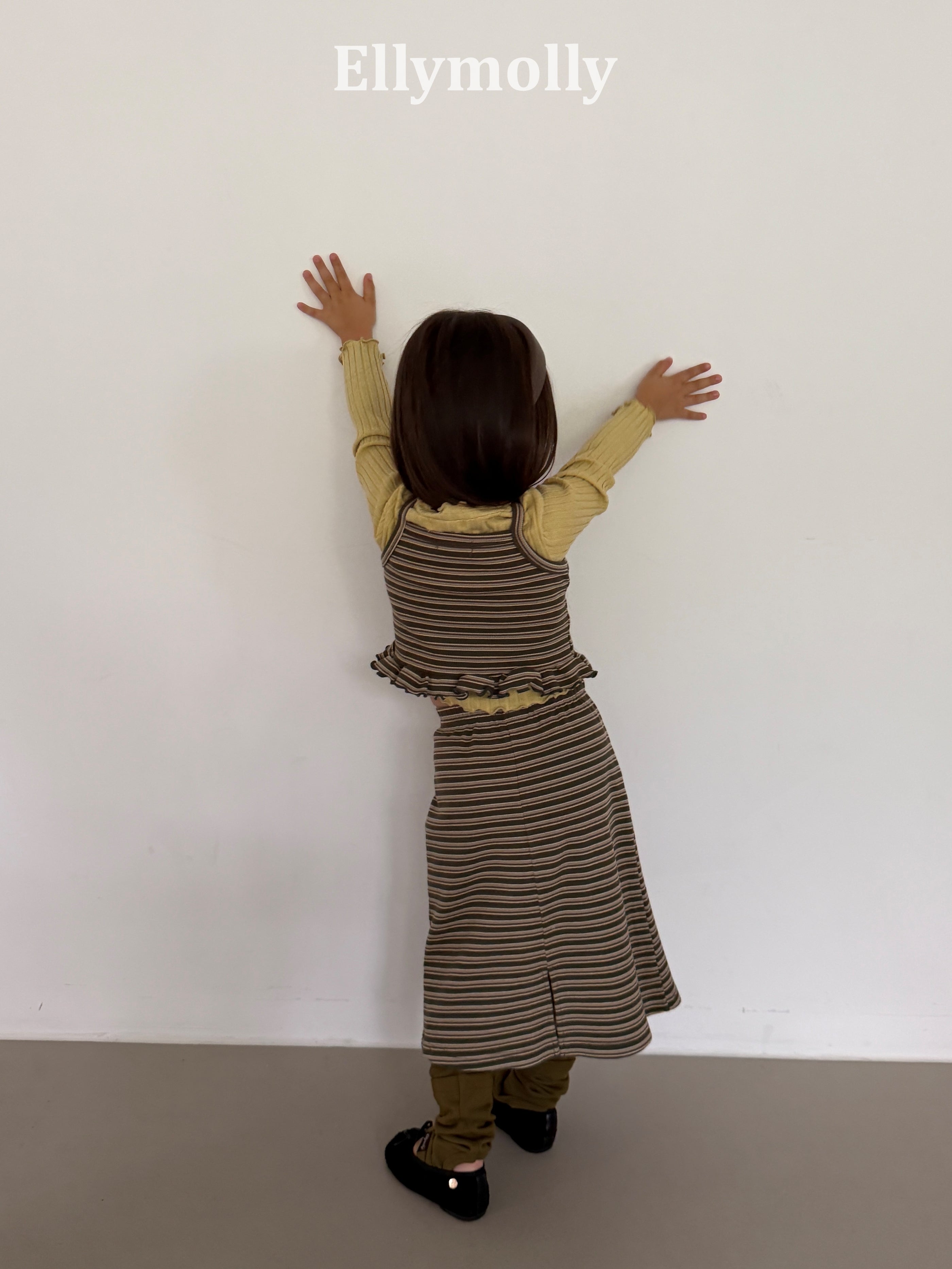 ［ELLY MOLLY］Shadow stripe long skirt