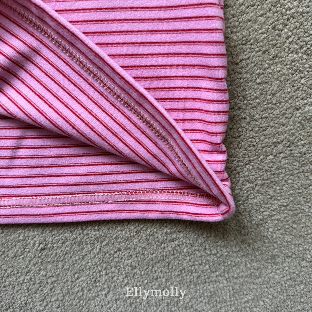 ［ELLY MOLLY］Mue stripe halfneck tee