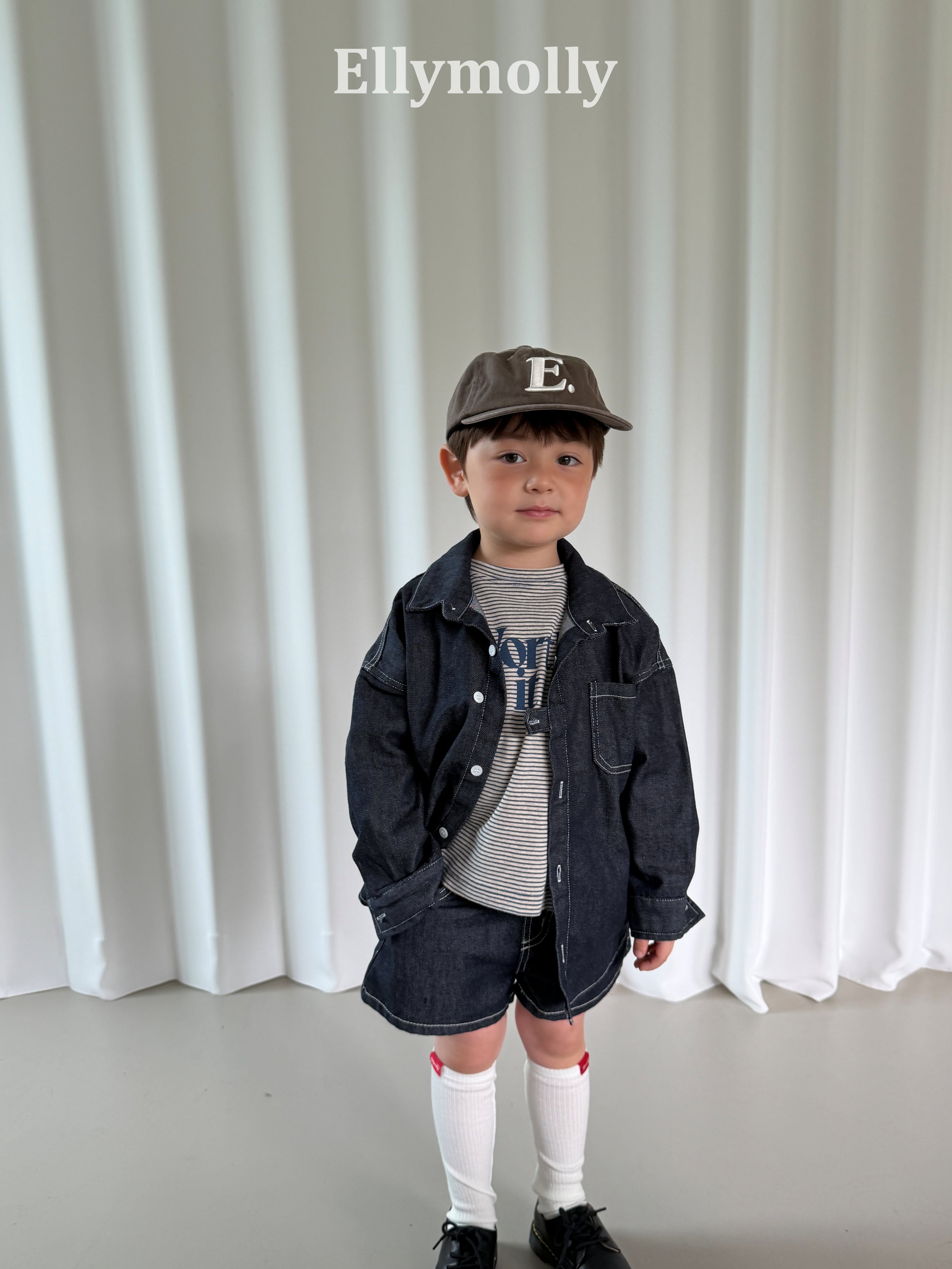 ［ELLY MOLLY］Bijou non-fade denim shirt