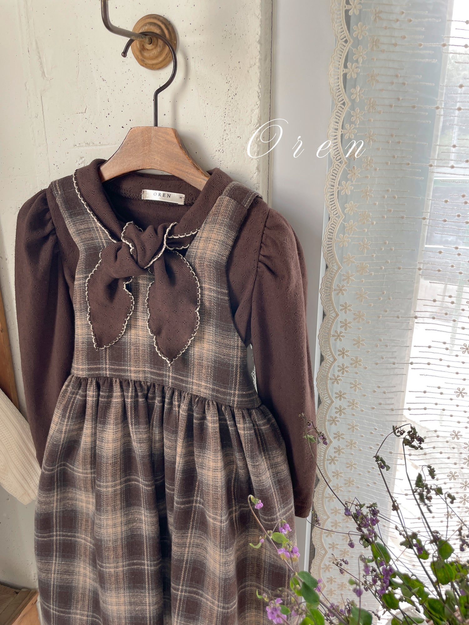［OREN］Noirjette check one-piece (kids)