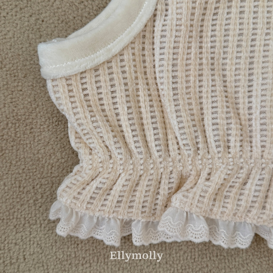 ［ELLY MOLLY］Velvet crunch vest
