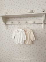 Waffle frill wrap newborn rompers