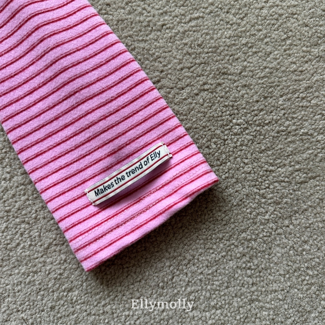 ［ELLY MOLLY］Mue stripe halfneck tee