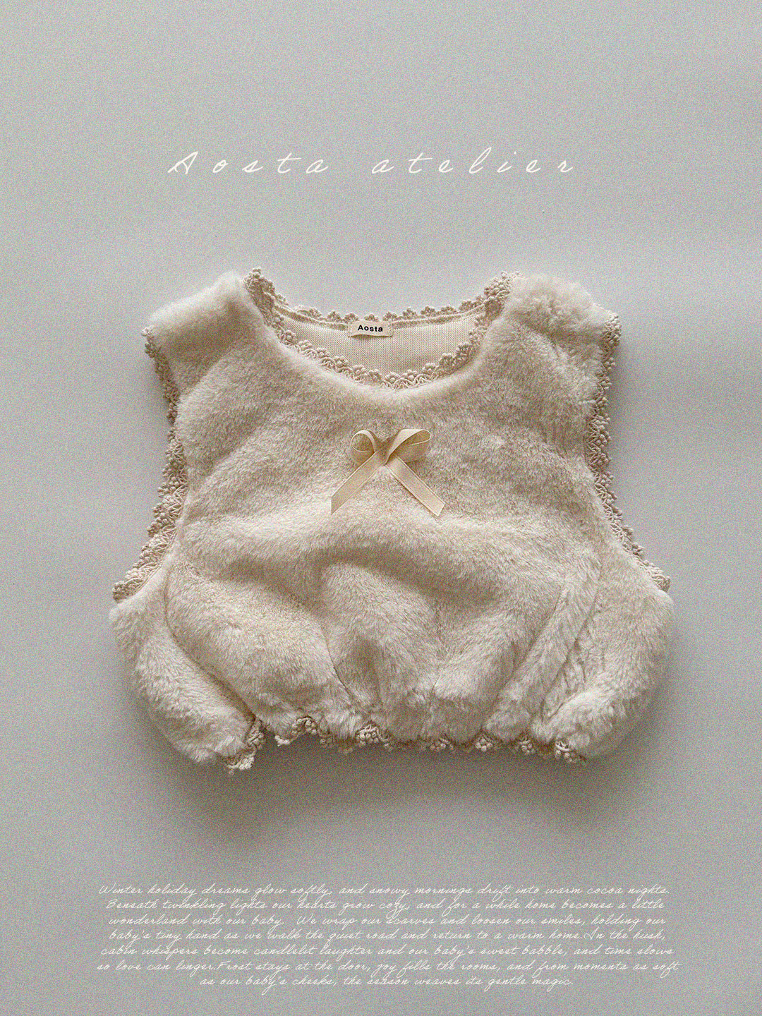 ［Aosta］Furry ribbon vest