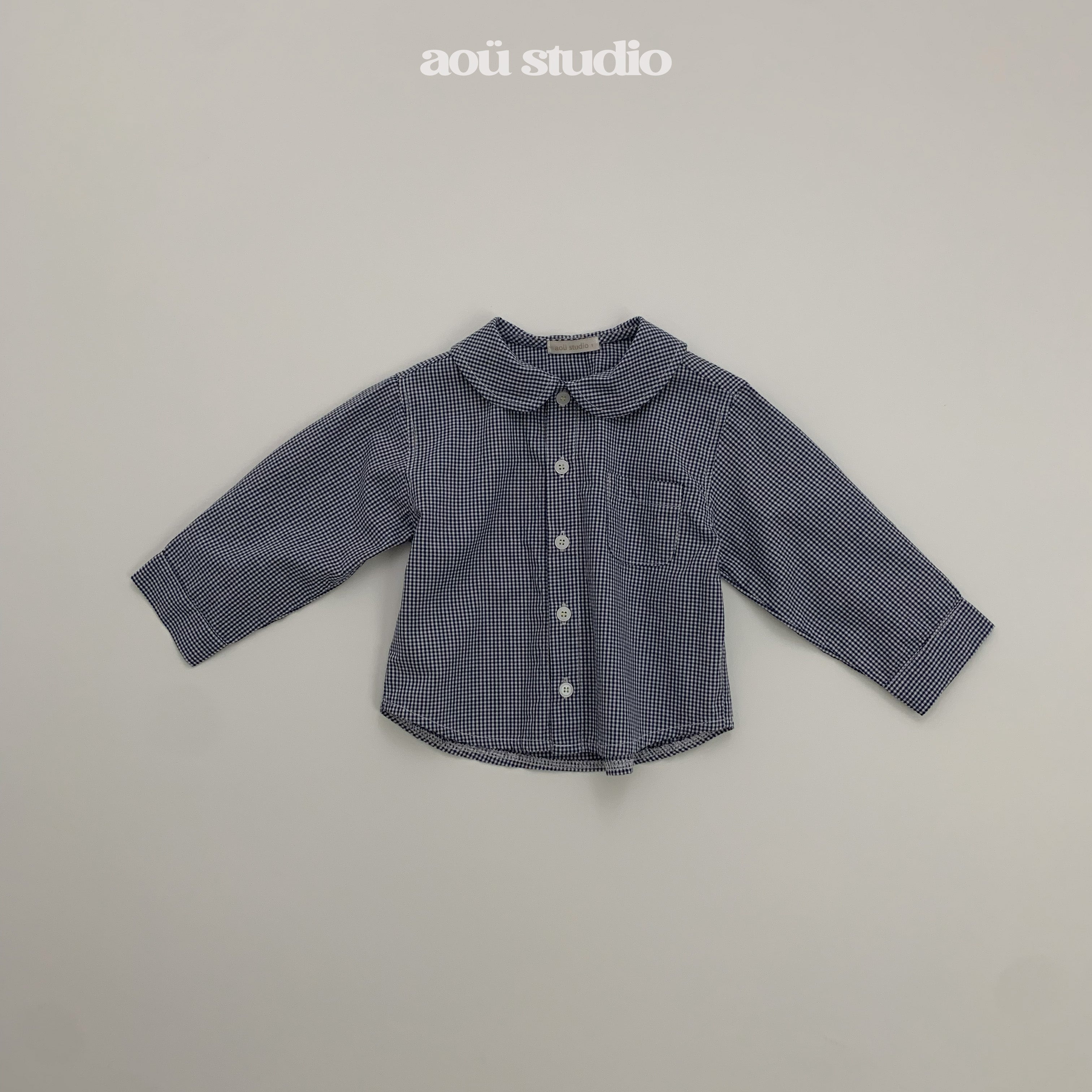 ［aou studio］Kumo collar check shirt