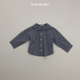 ［aou studio］Kumo collar check shirt