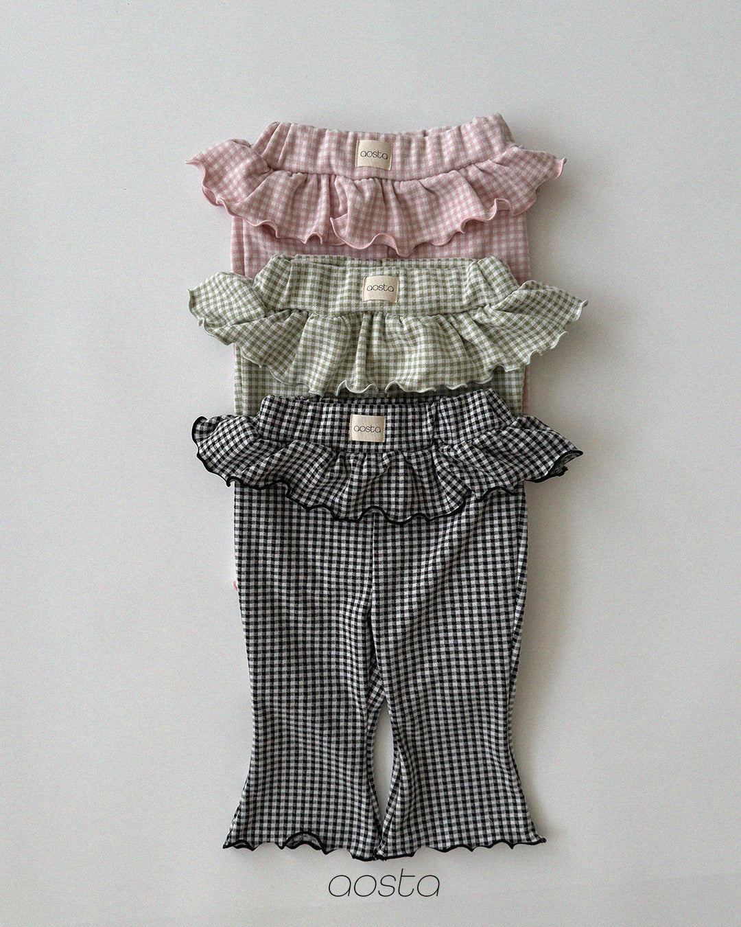 ［Aosta］Kiki Frill Check Pants
