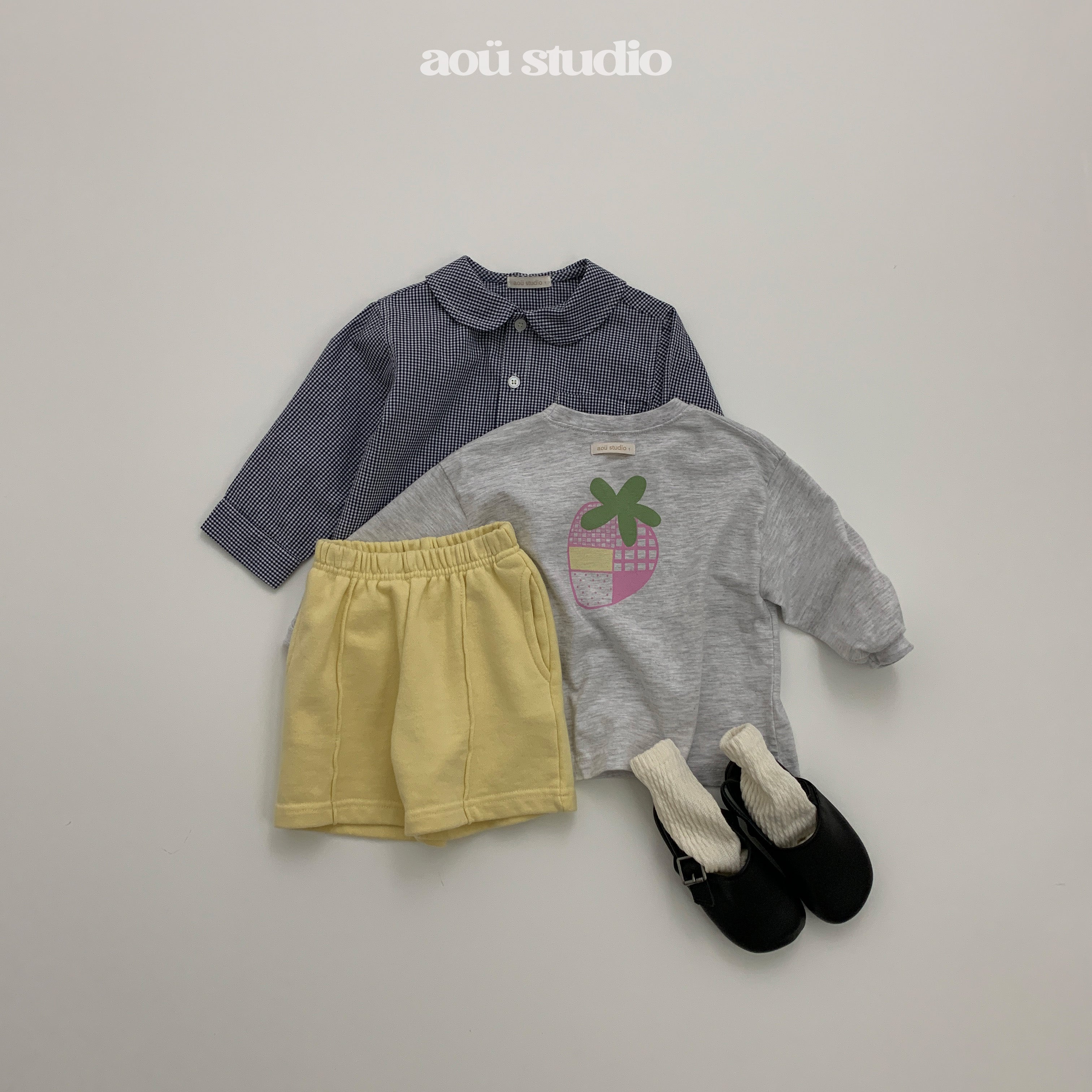 ［aou studio］Kumo collar check shirt