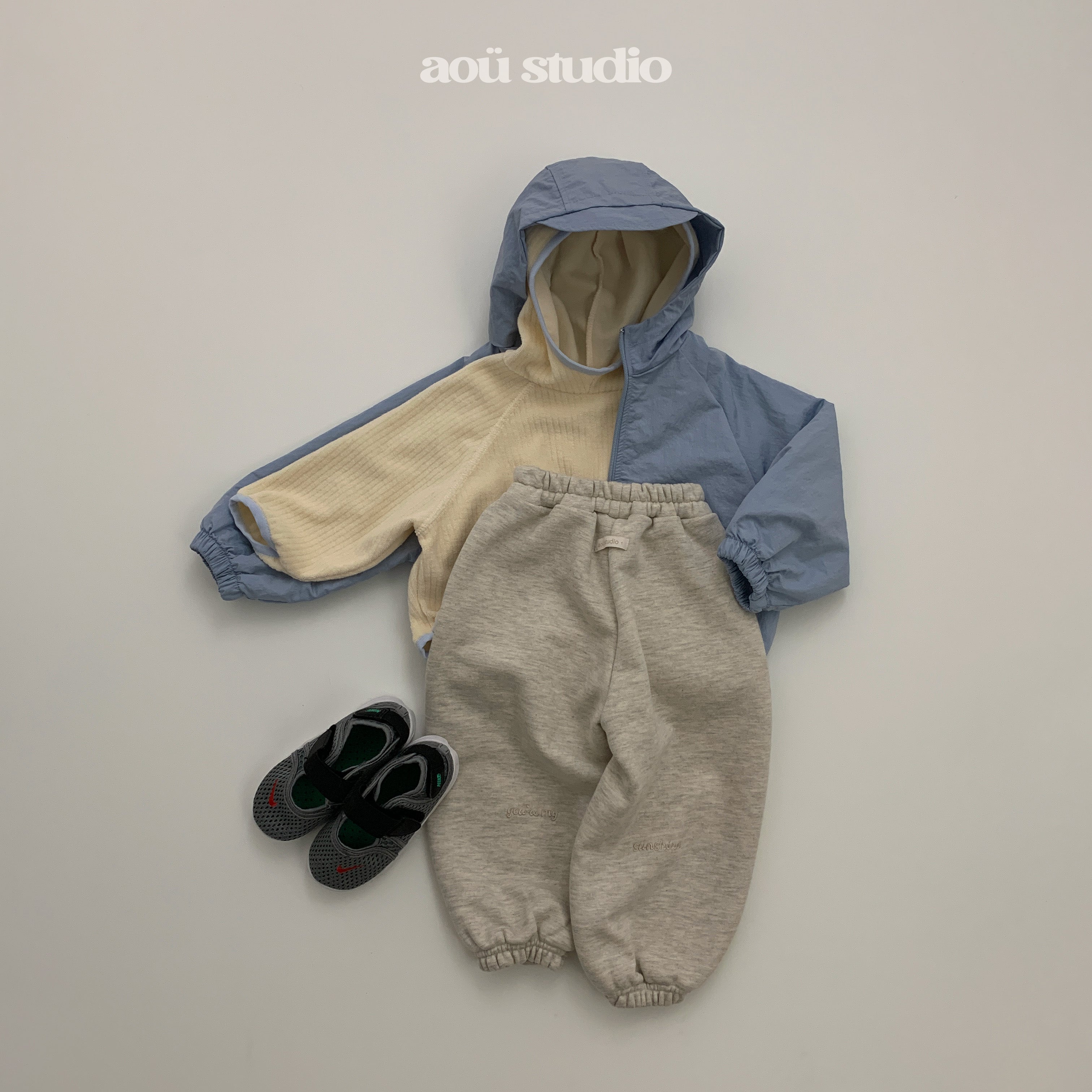 ［aou studio］Easy bi-color hoodie