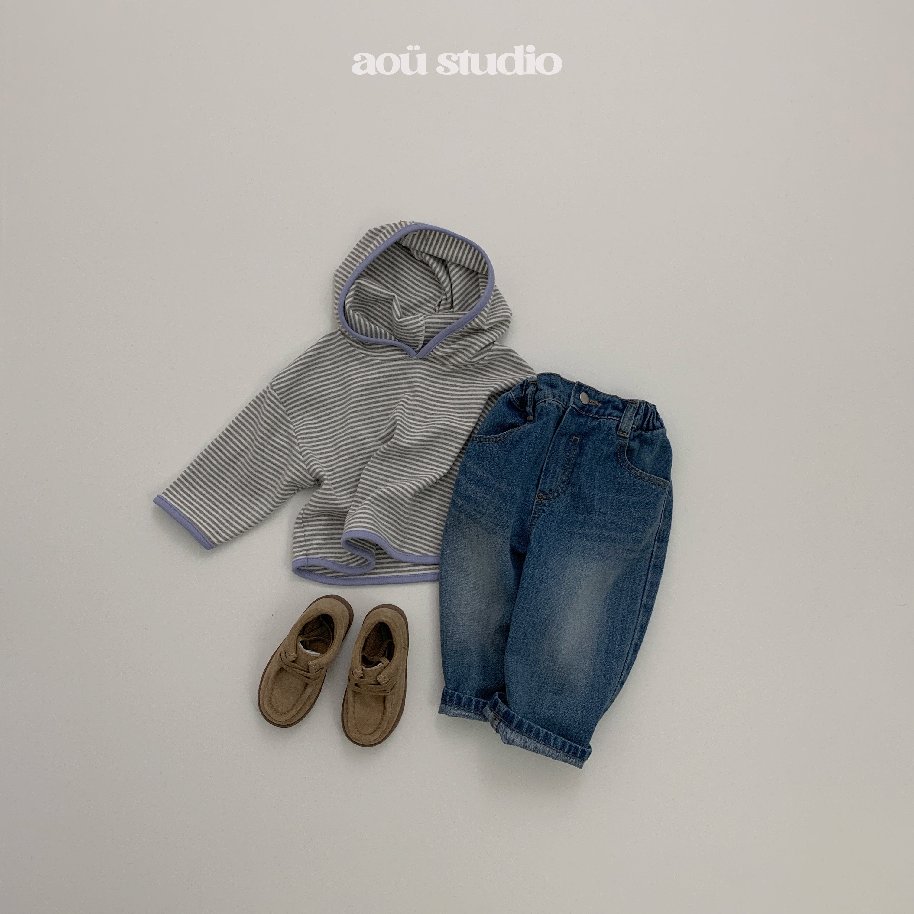 ［aou studio］Caramel stripe hoodie