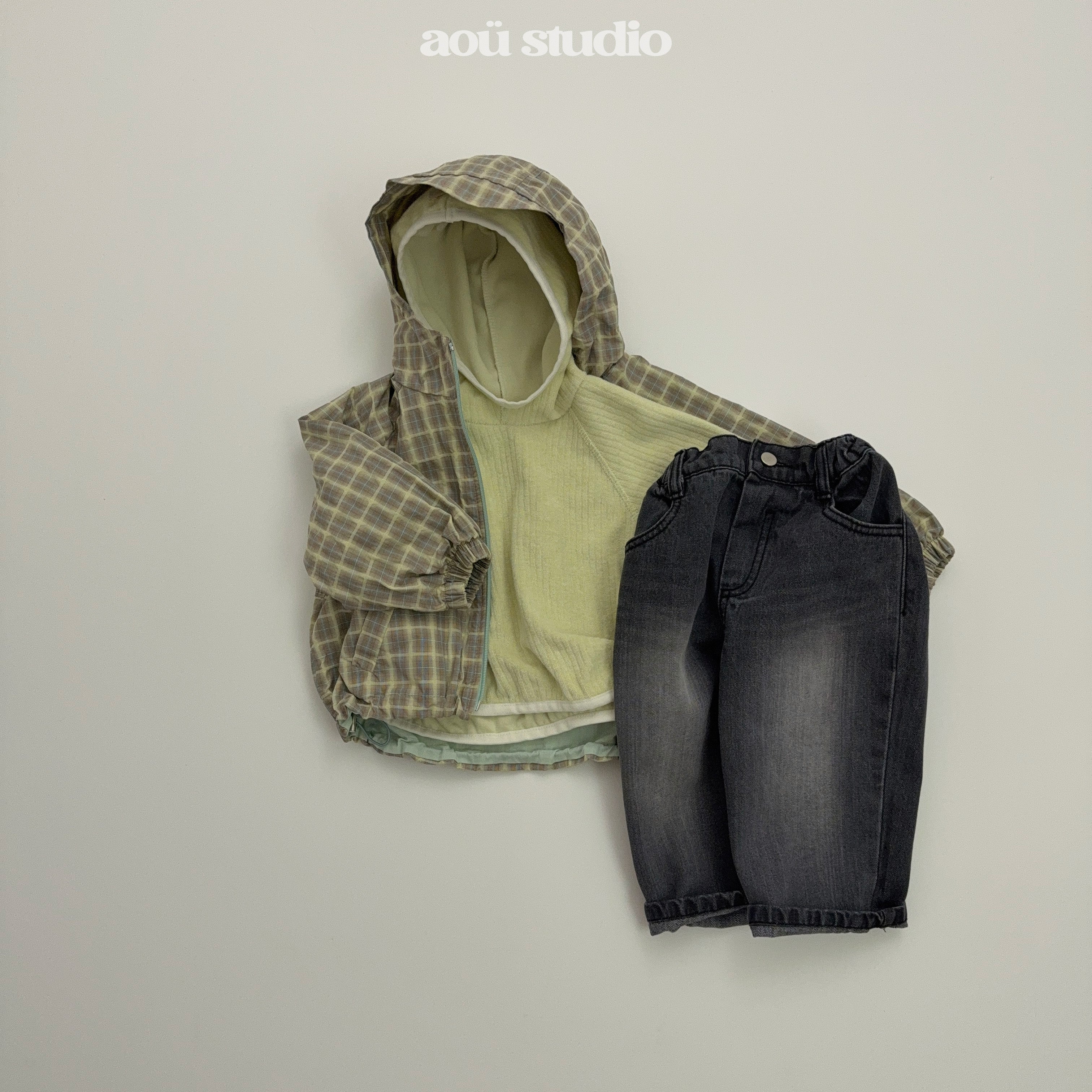 ［aou studio］Easy bi-color hoodie