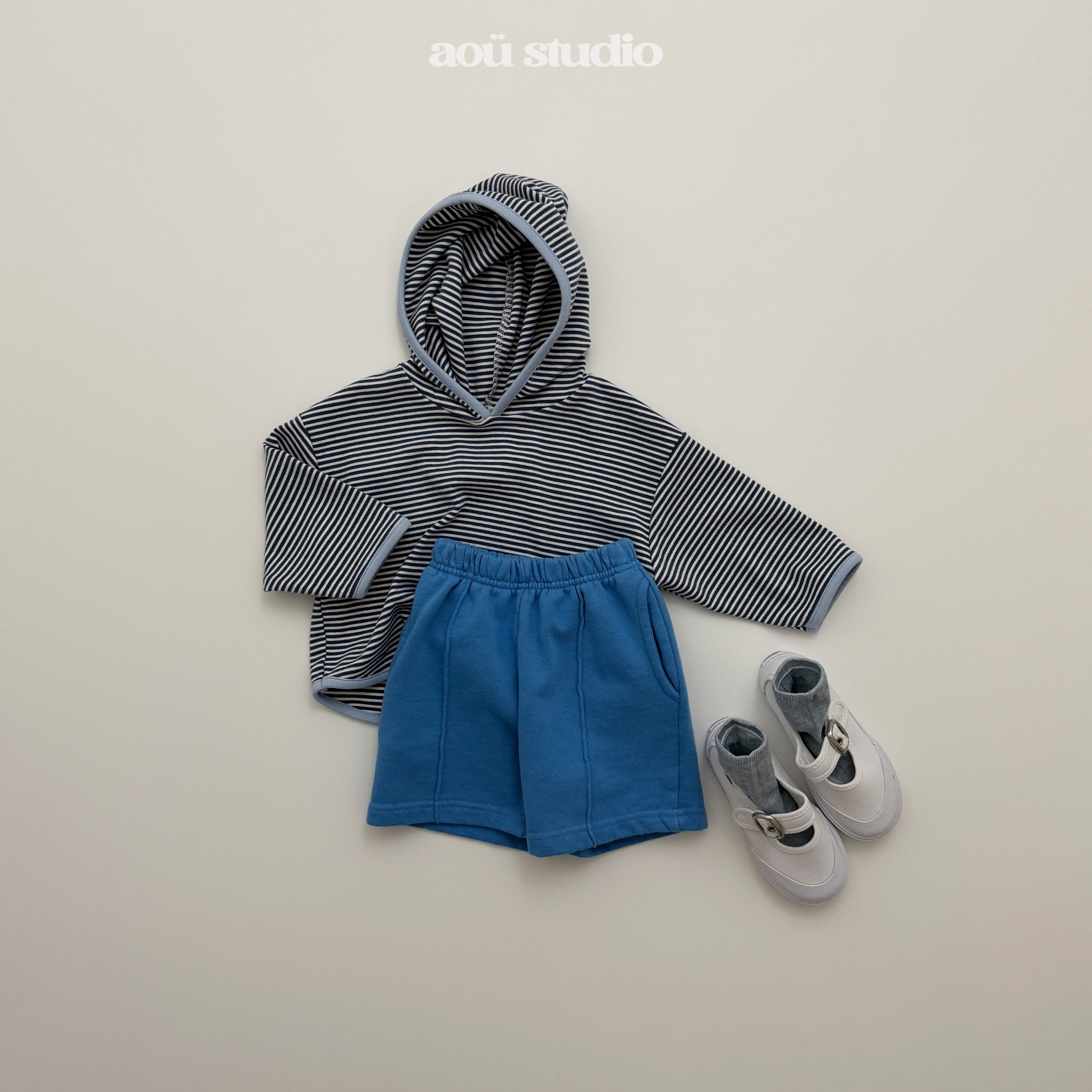 ［aou studio］Caramel stripe hoodie