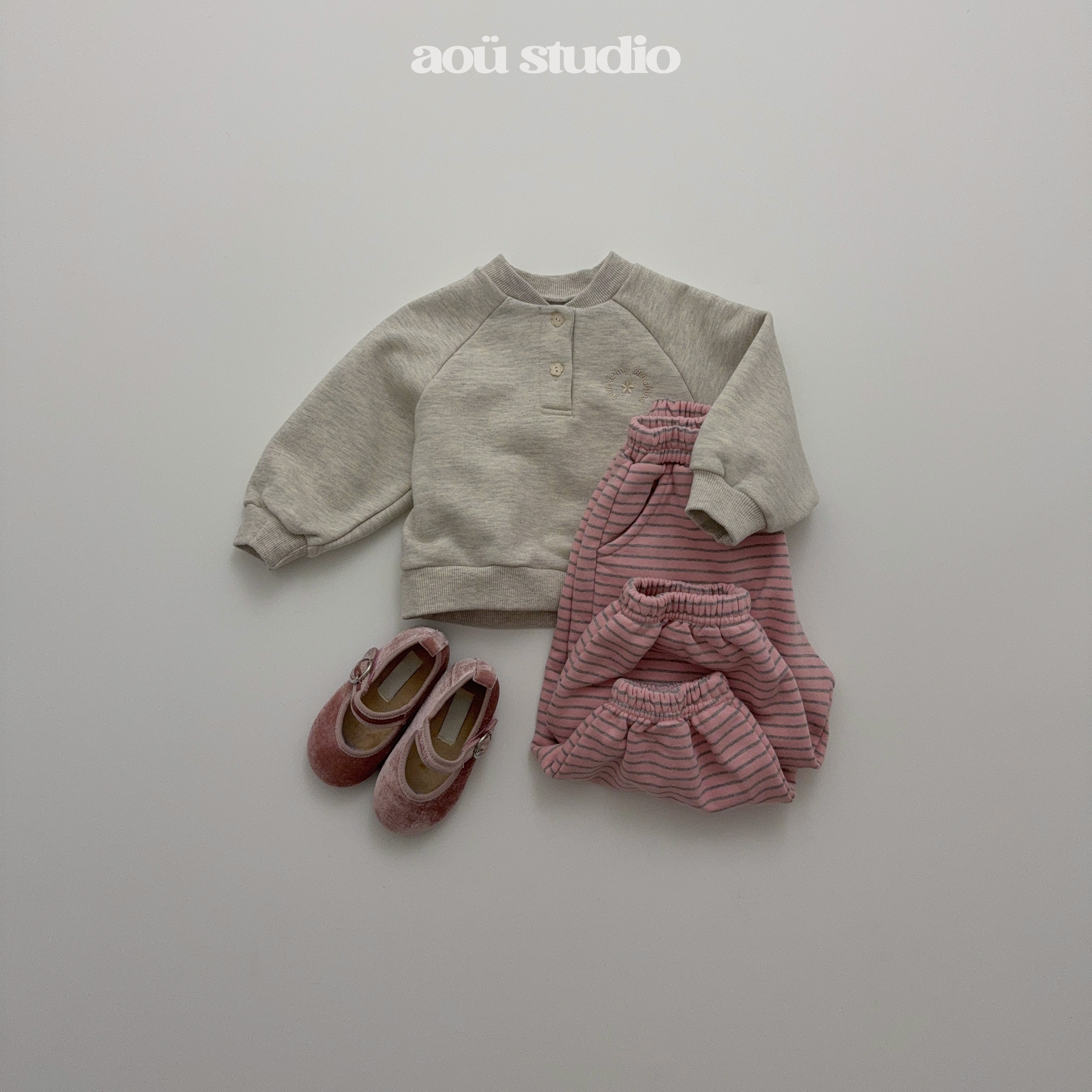 ［aou studio］Bonbon stripe jogger pants
