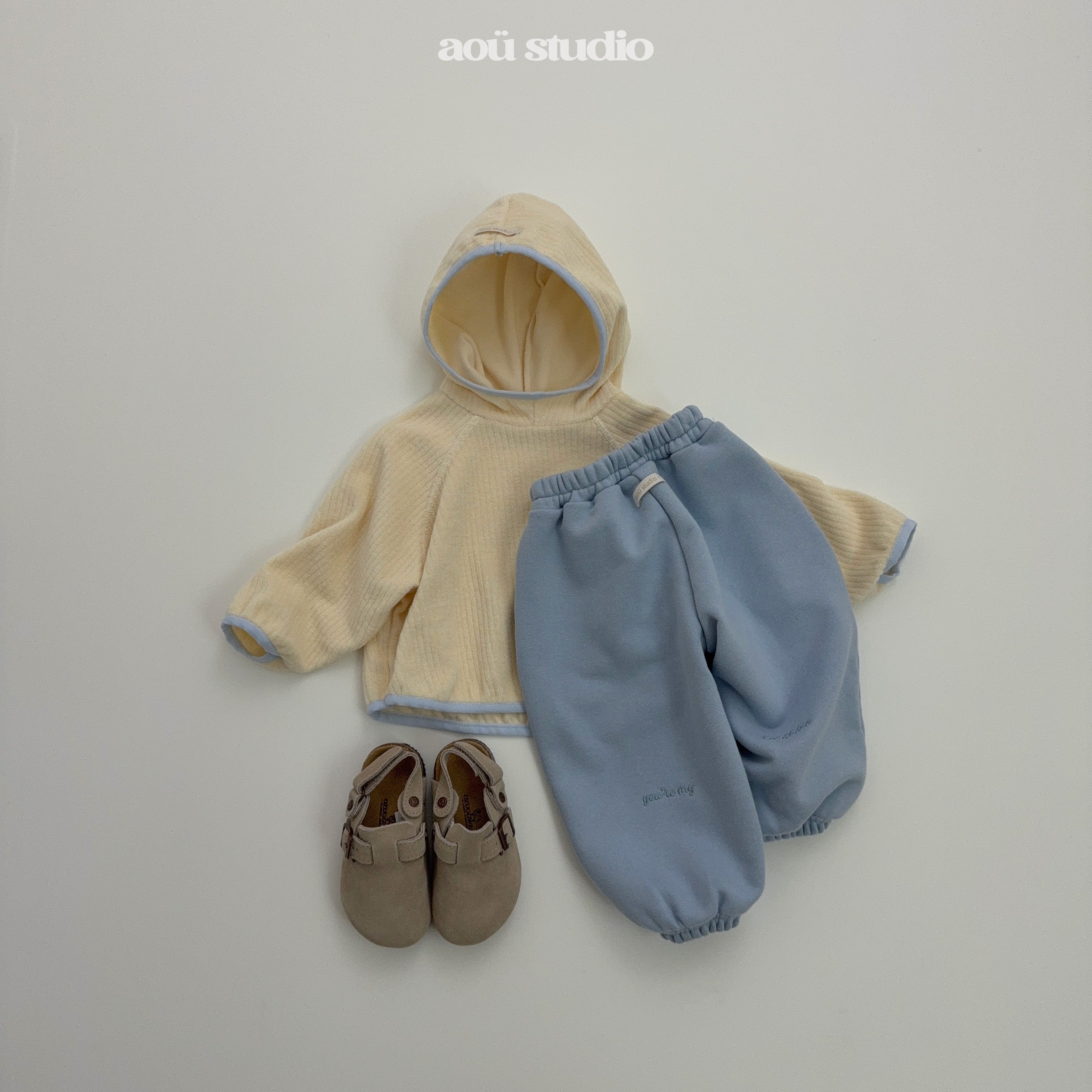 ［aou studio］Easy bi-color hoodie