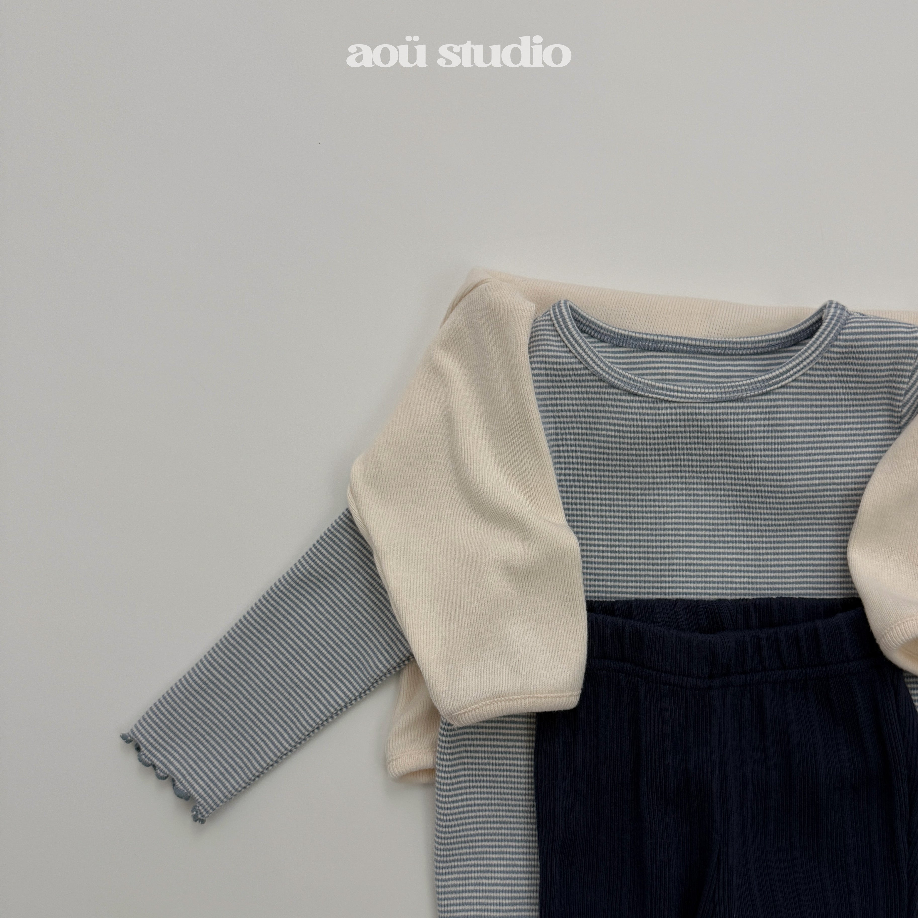［aou studio］Joy stripe mellow tops