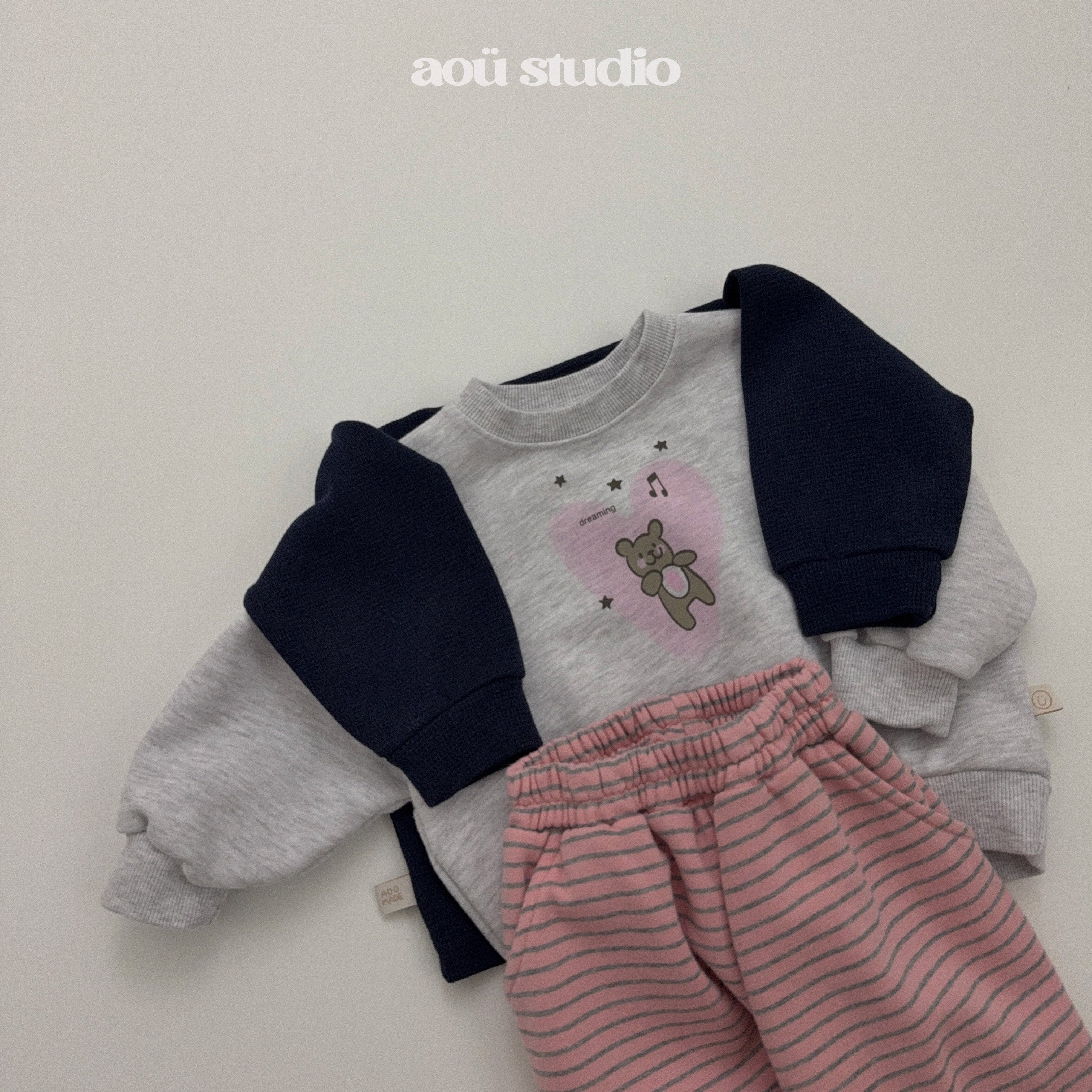 ［aou studio］Bonbon stripe jogger pants