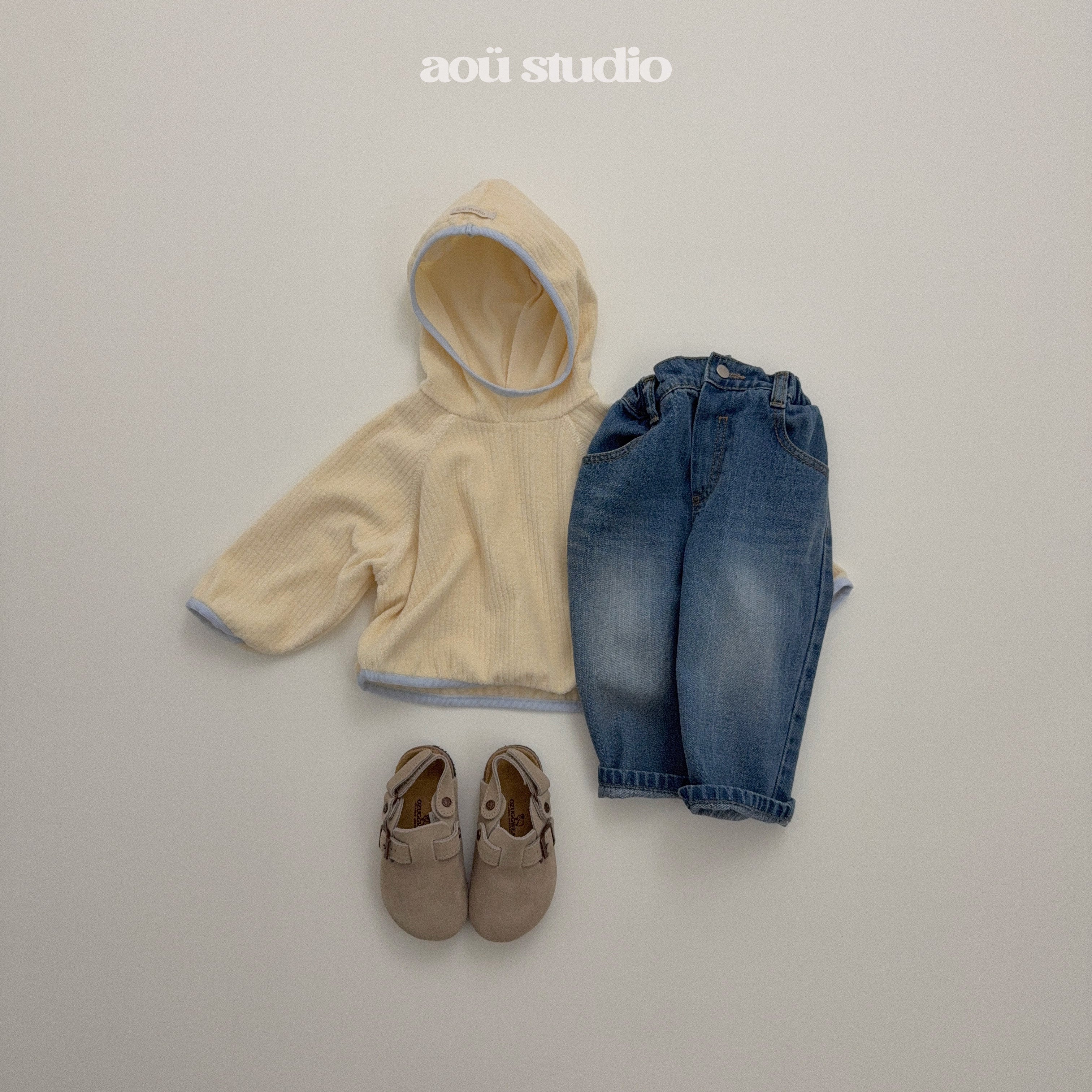 ［aou studio］Easy bi-color hoodie