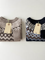 ［FUB］Fair Isle Sweater / Beige Melange