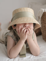 Color ribbon straw hat