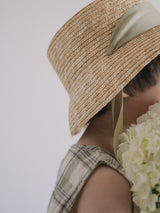 Color ribbon straw hat