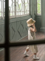 Color ribbon straw hat