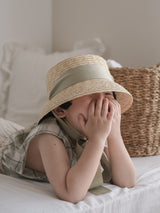 Color ribbon straw hat