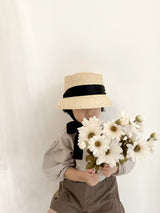 Color ribbon straw hat
