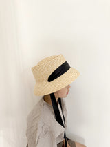 Color ribbon straw hat