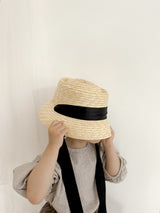 Color ribbon straw hat